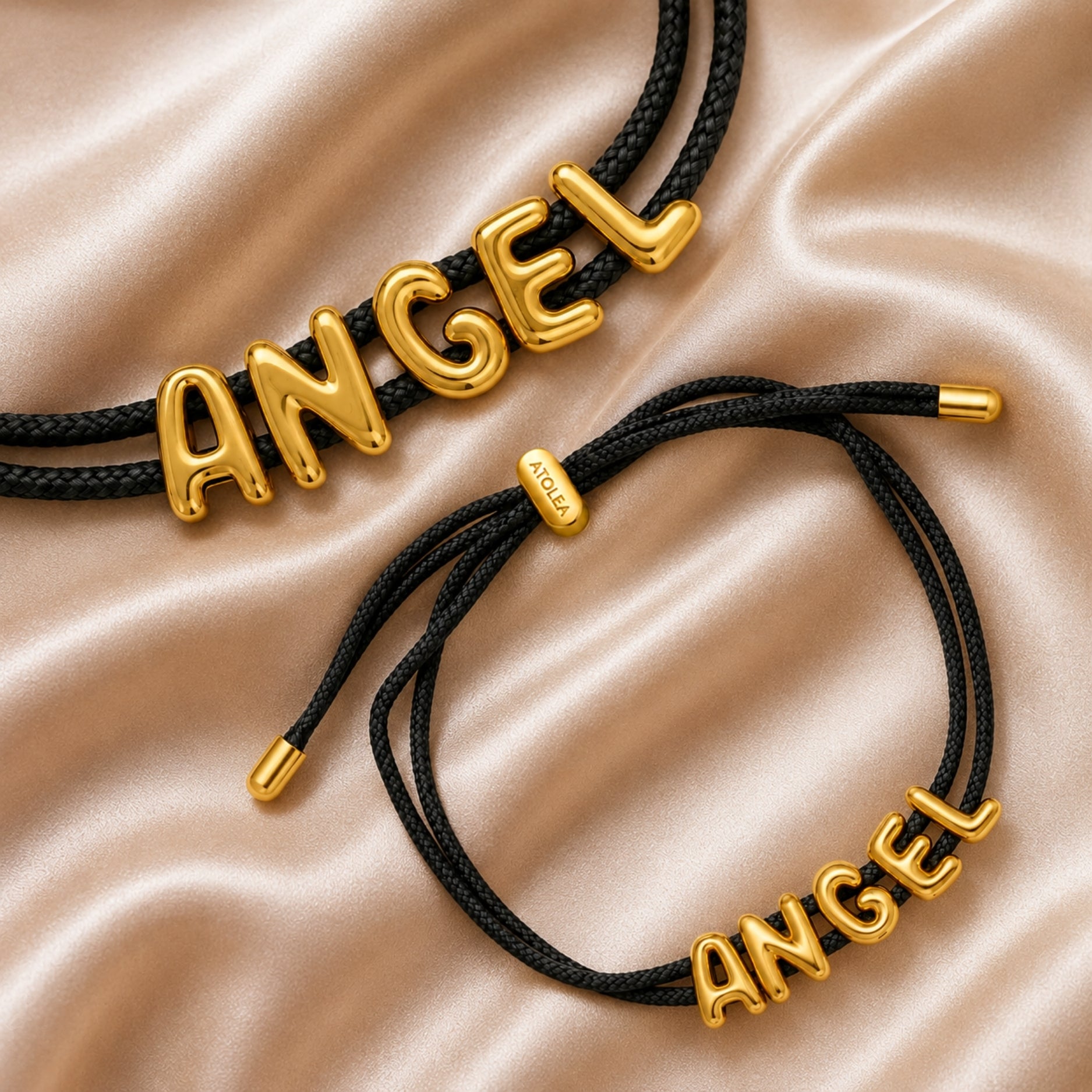 Gold Bubble Name Bracelet
