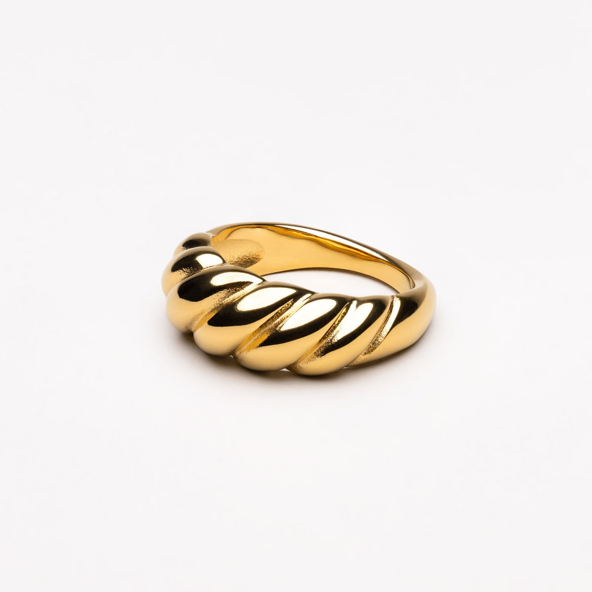 Gold croissant ring, waterproof dome ring