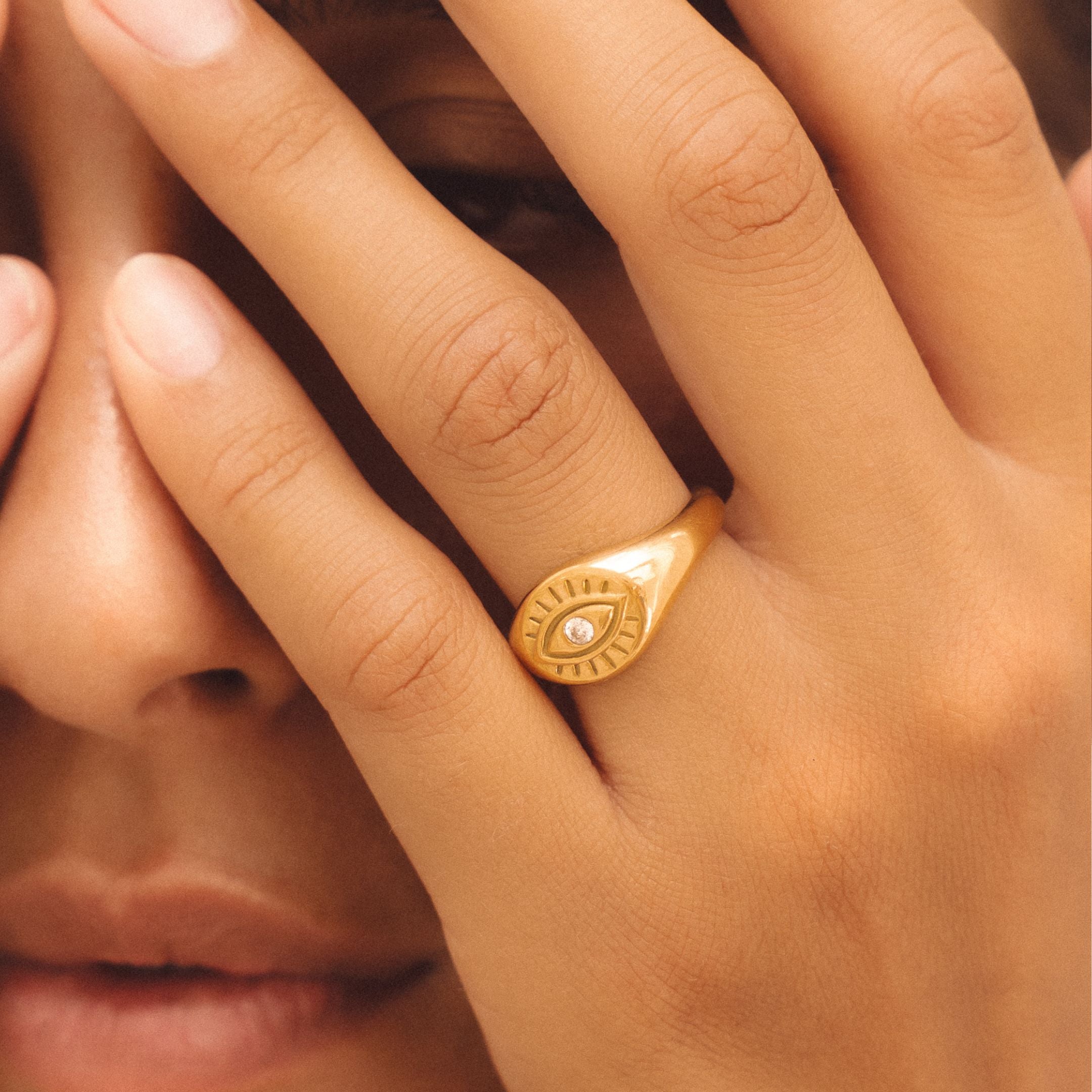 Gold Eye Signet Ring