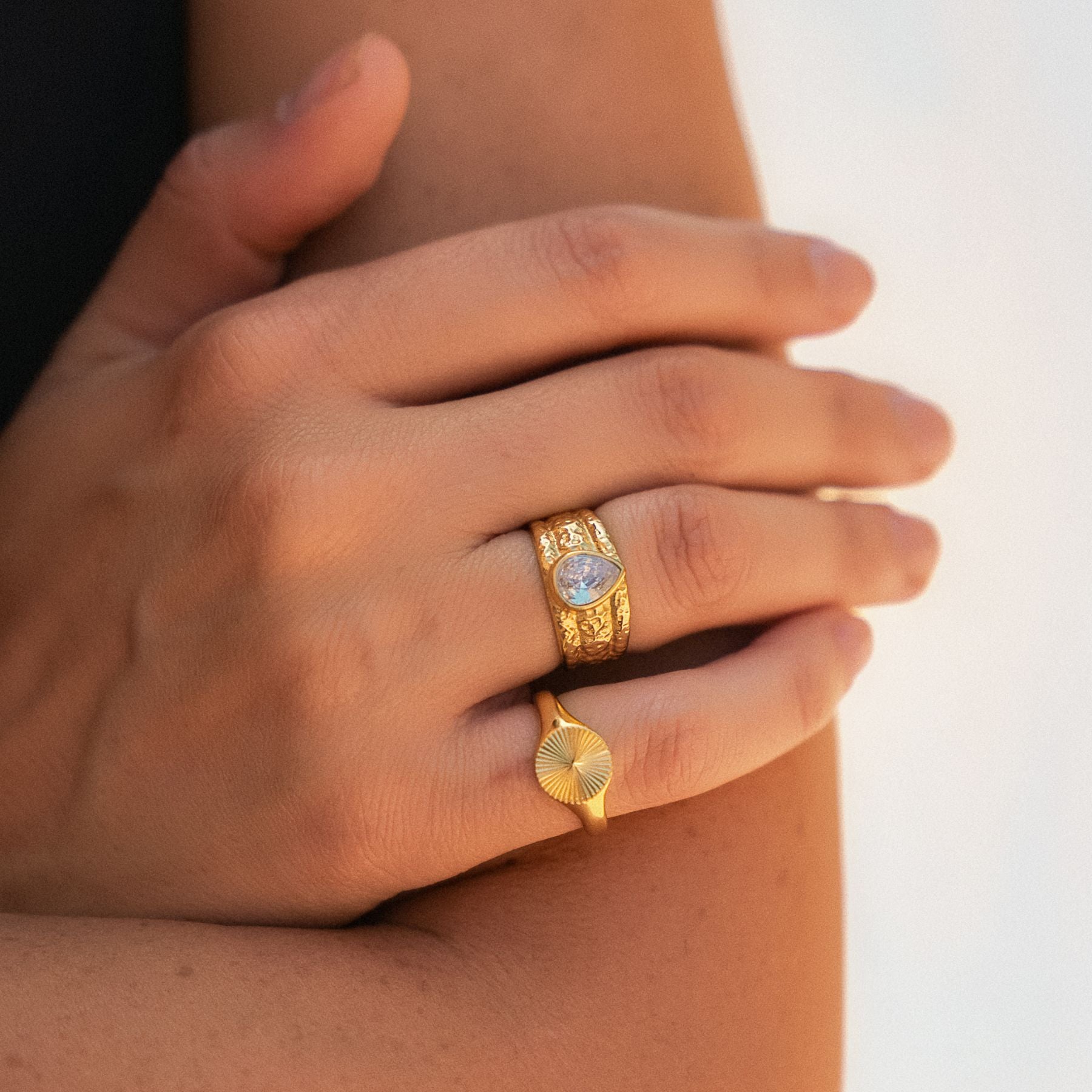 Hammered Zircon Ring