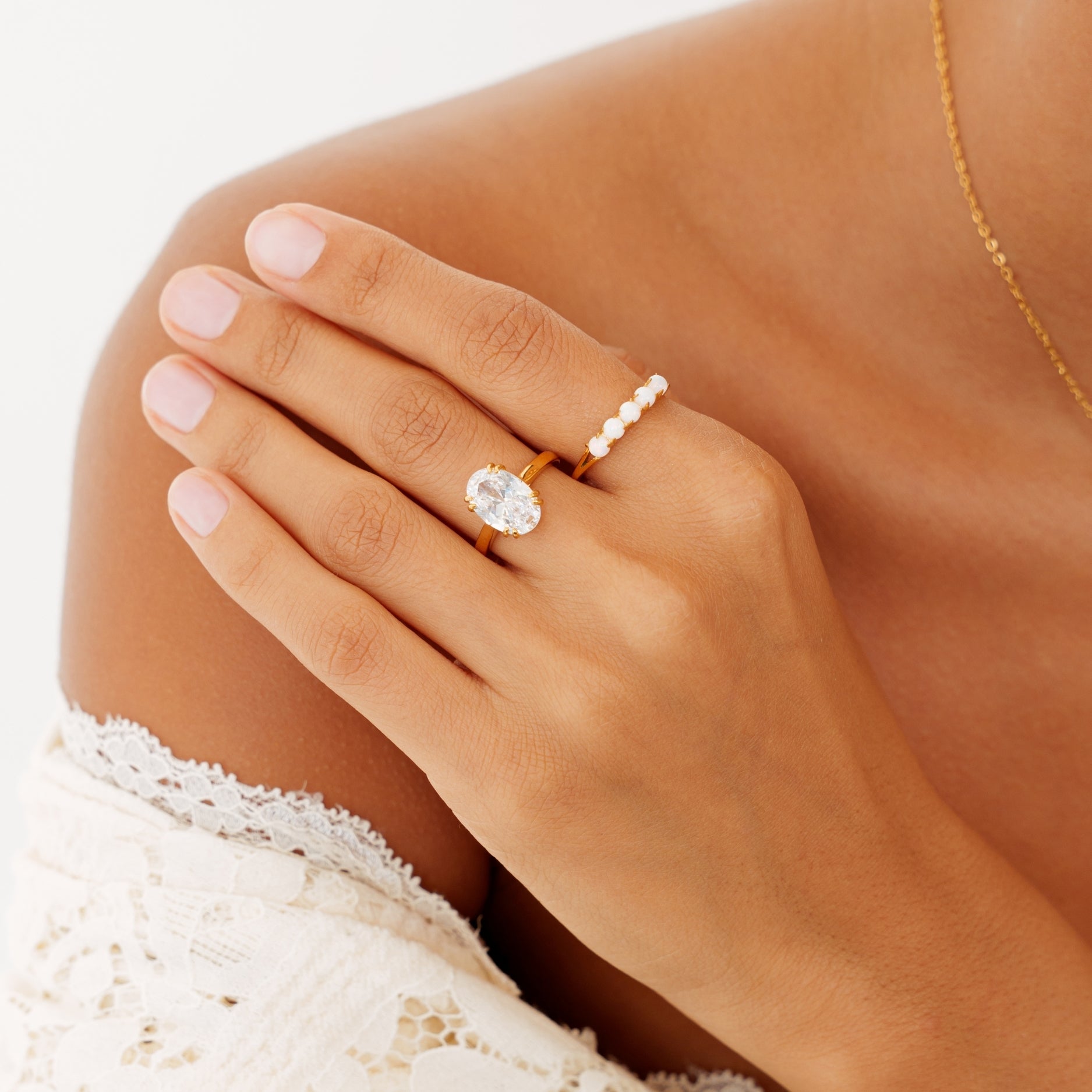 Opal White Ring