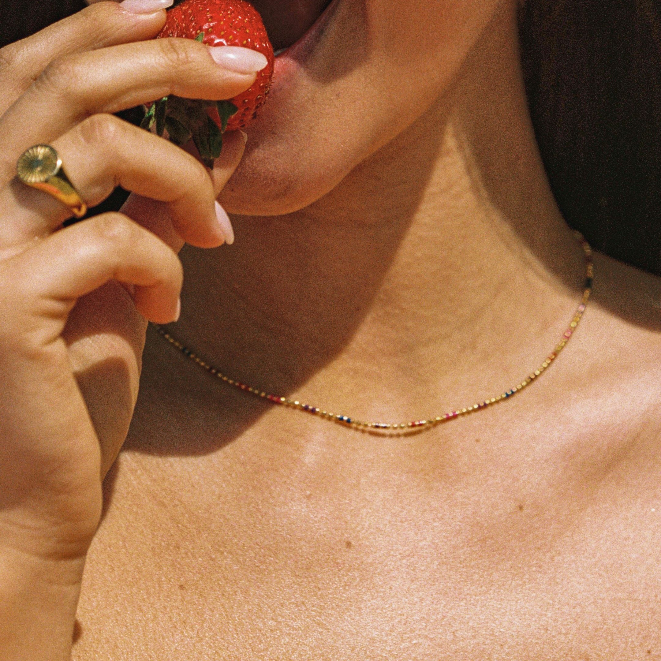 Tiny Rainbow Beaded Necklace