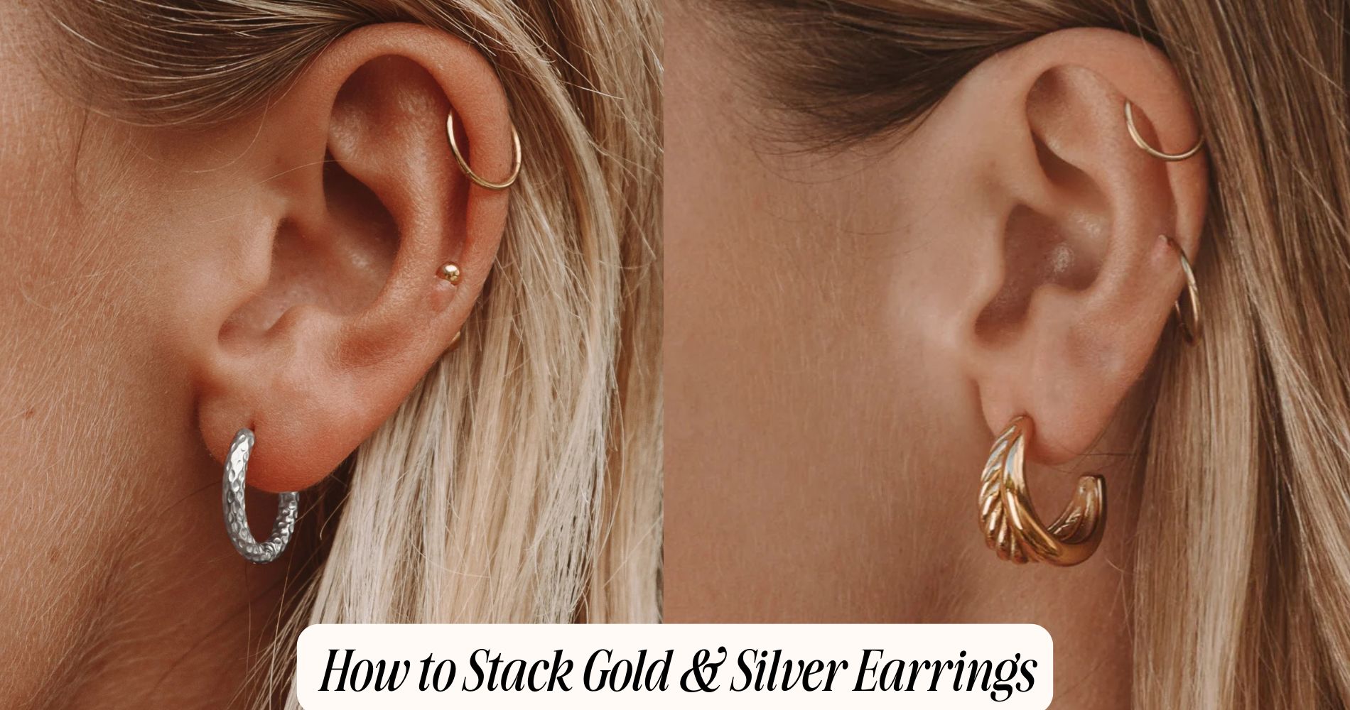 gold and silver earring stack