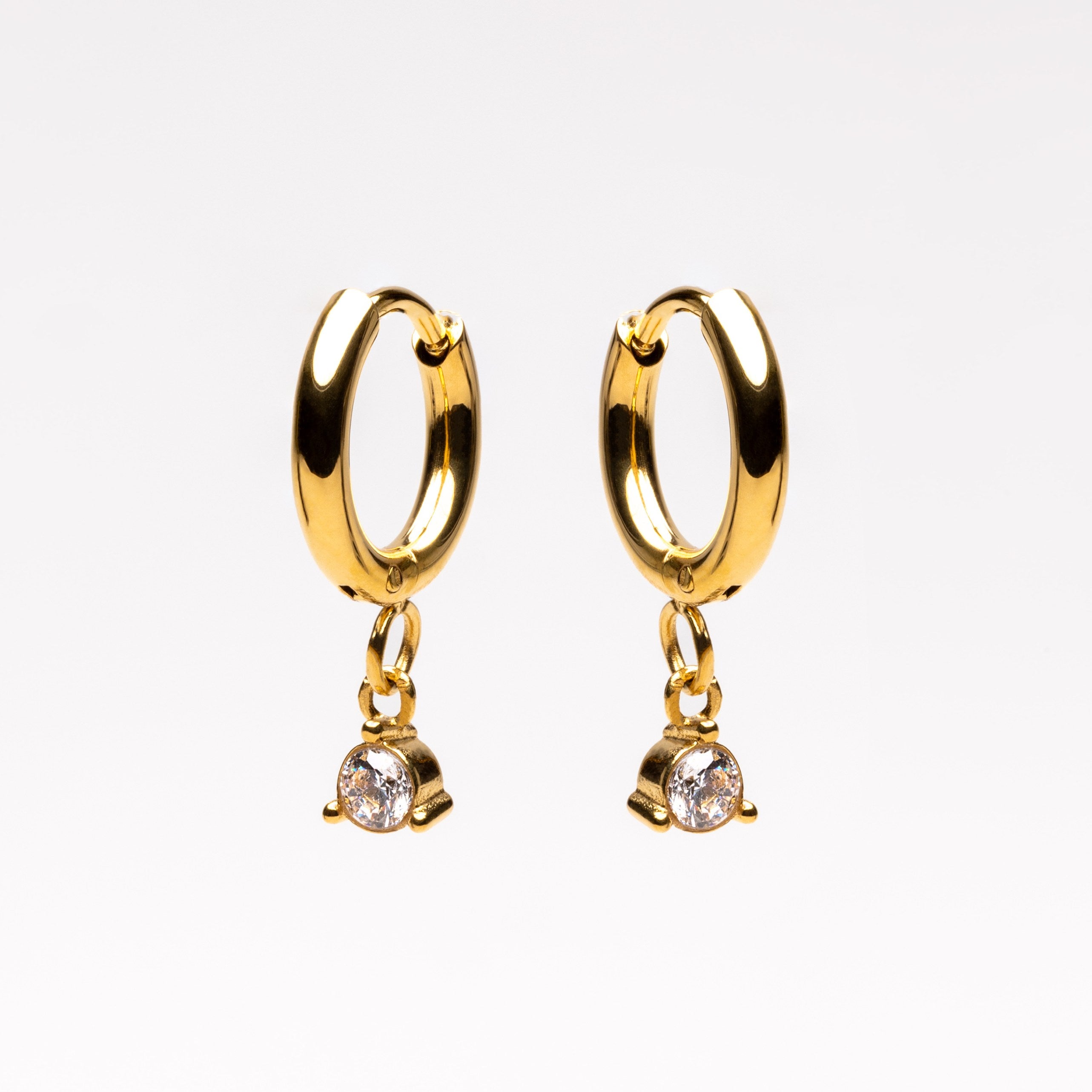 Diamond Drop Hoop Earrings