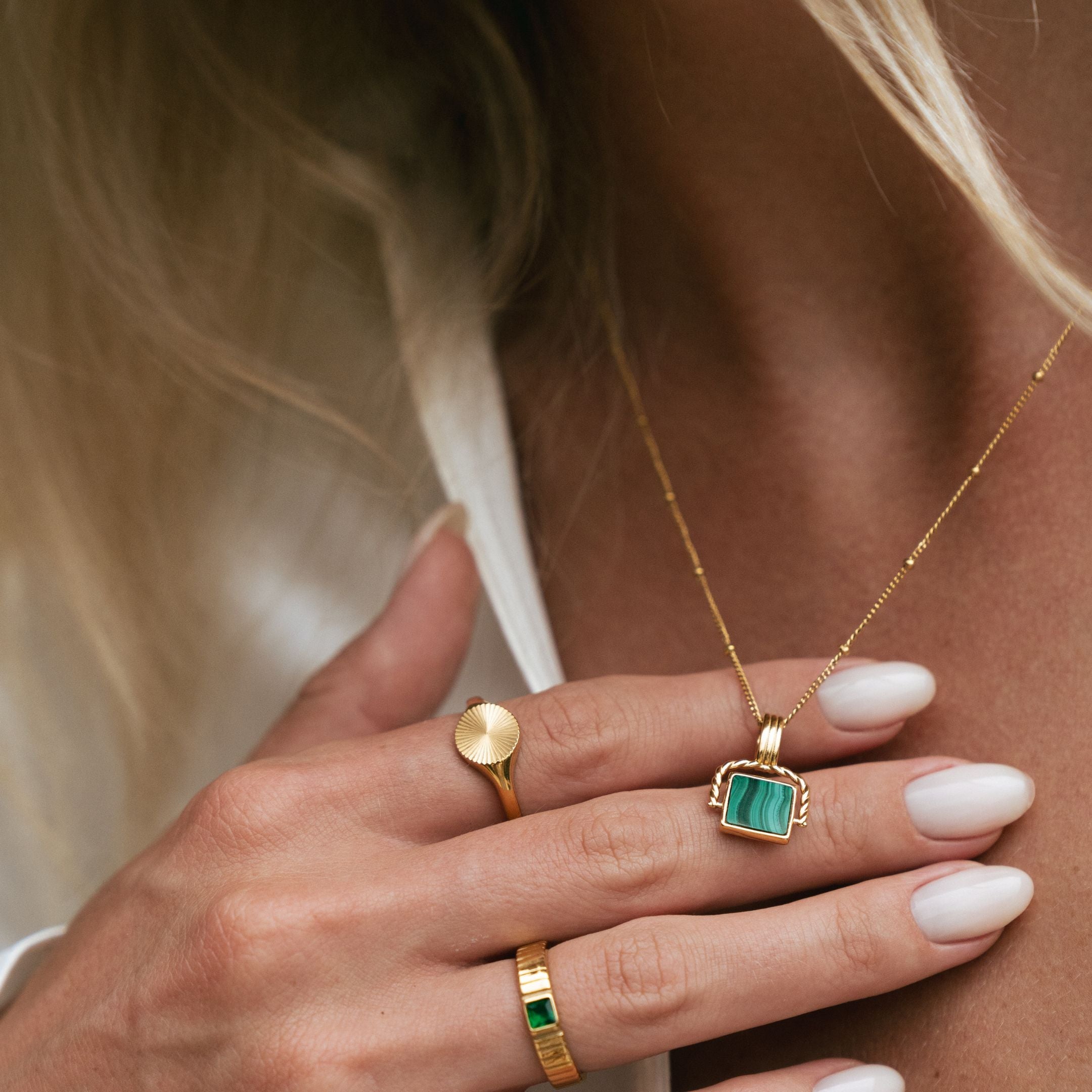 Gold Malachite Necklace