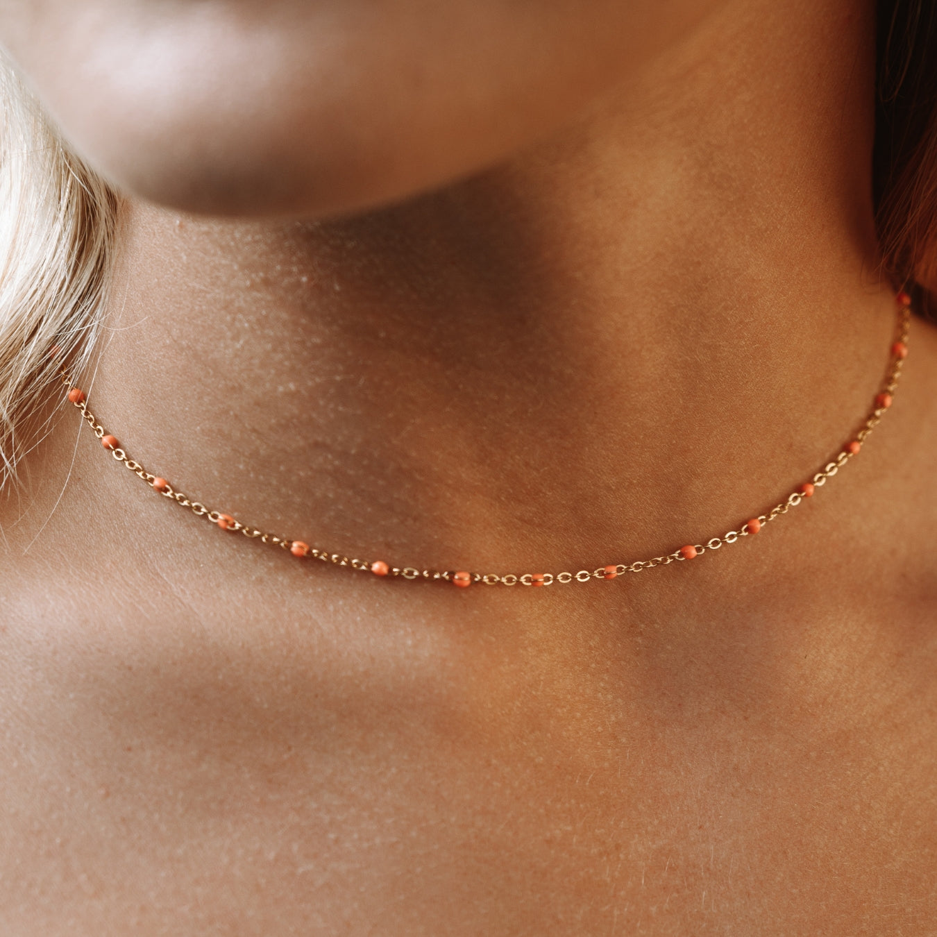 Orange beaded choker