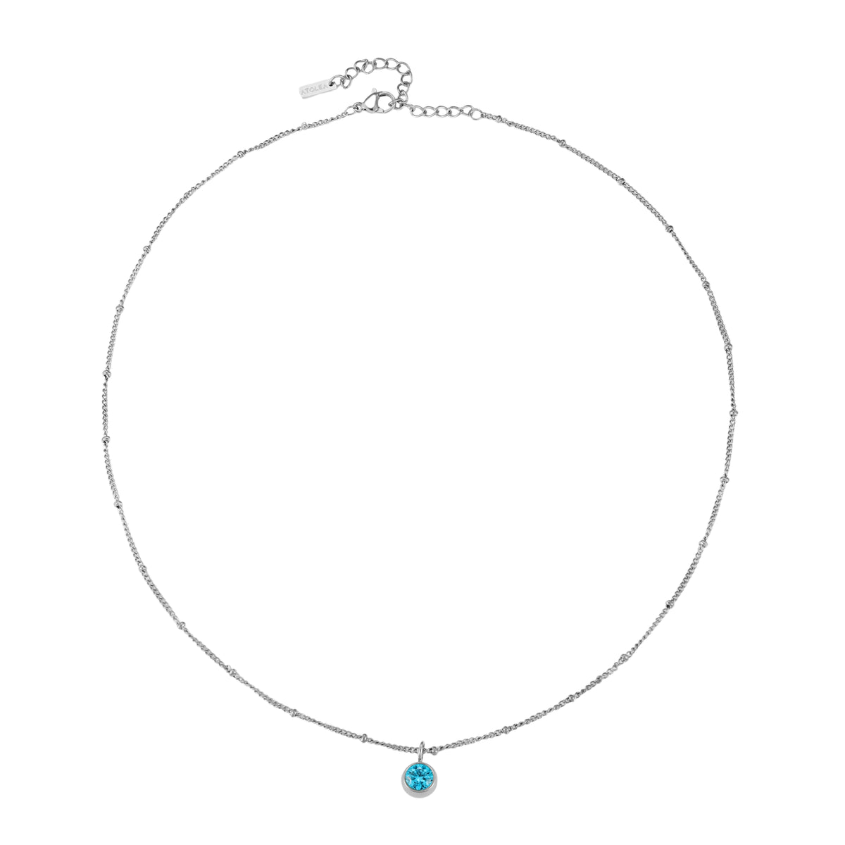 Silver Birthstone Necklace March
