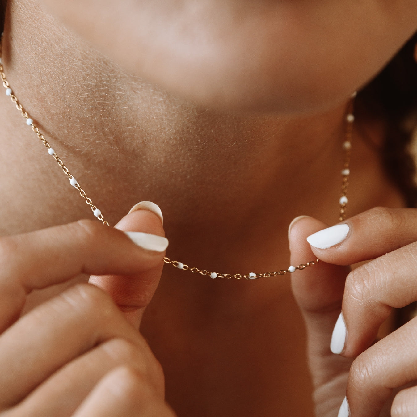 White beaded choker