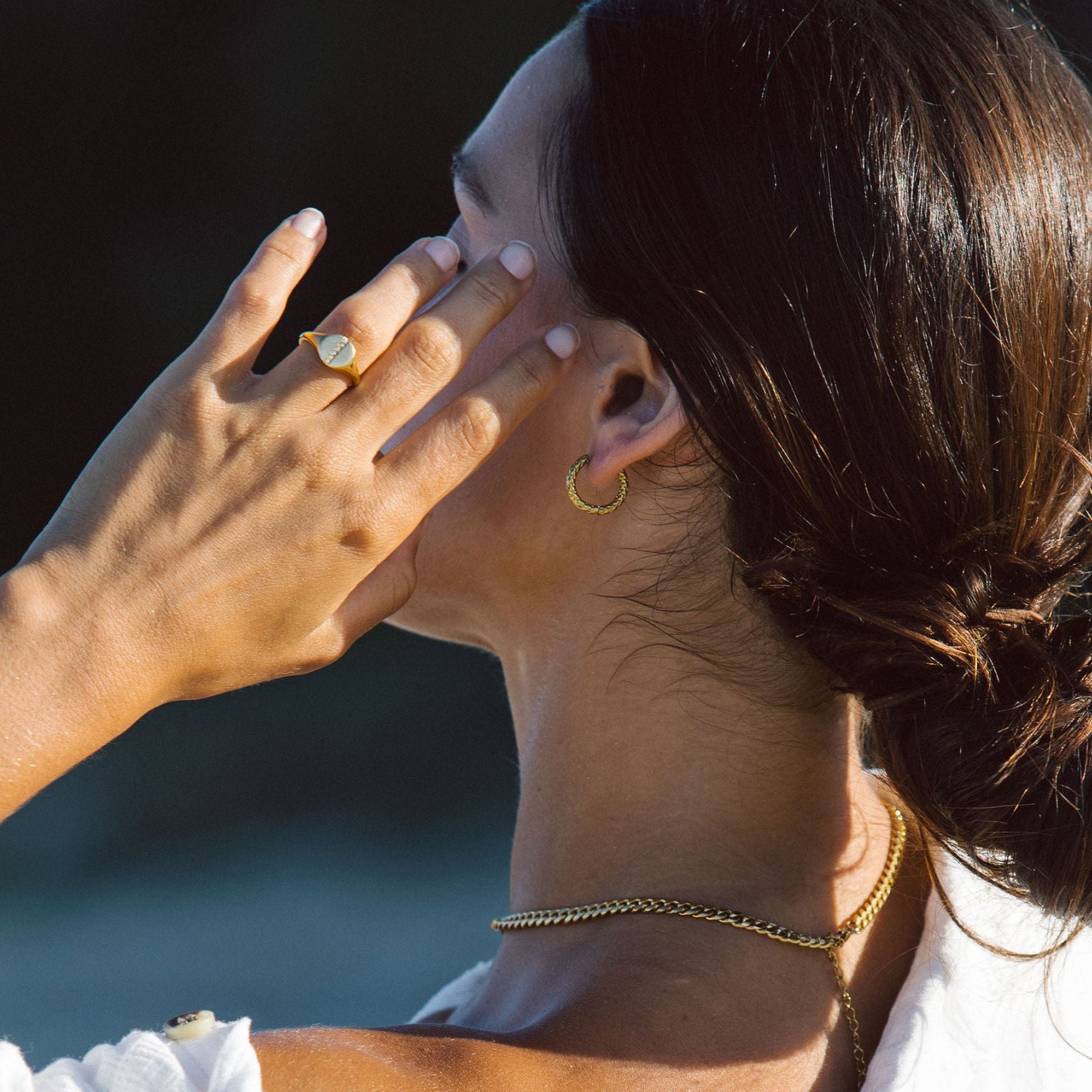 Gold Hammered Hoop Earrings