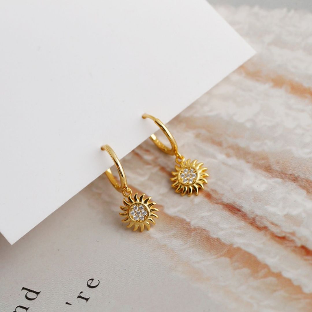 Gold Sun Hoop Earrings