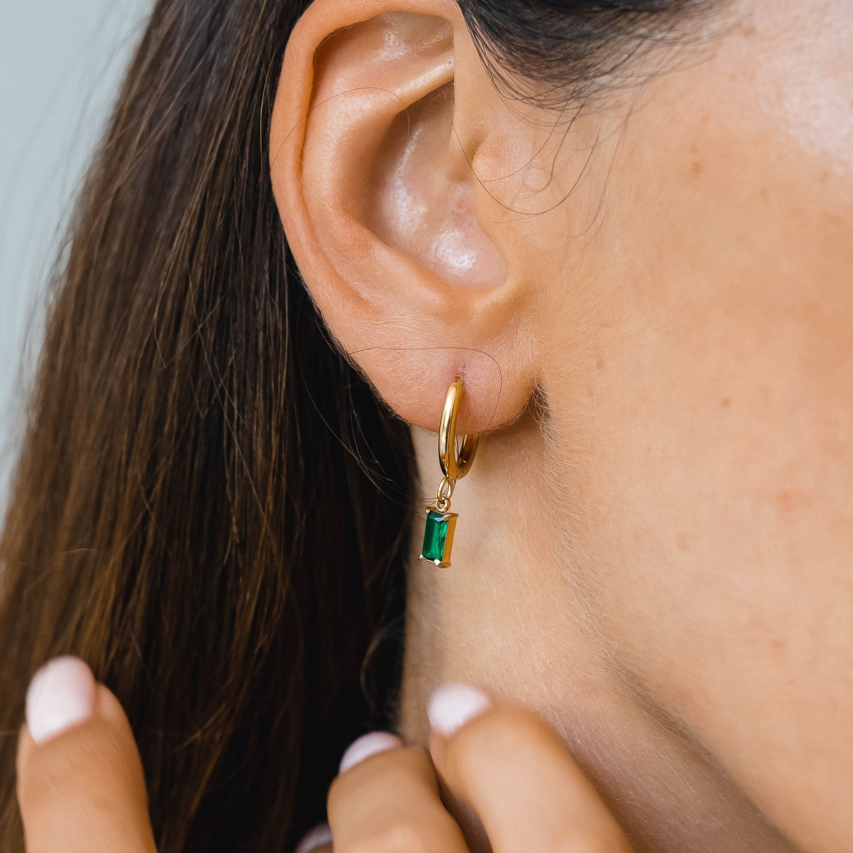 Green stone earrings